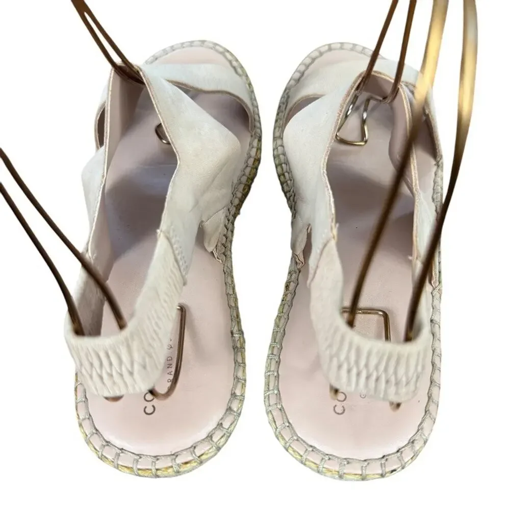 Cole Haan Womens Espadrille Sandals Slingback Pink Shoes Wide Strap Leather 9 B